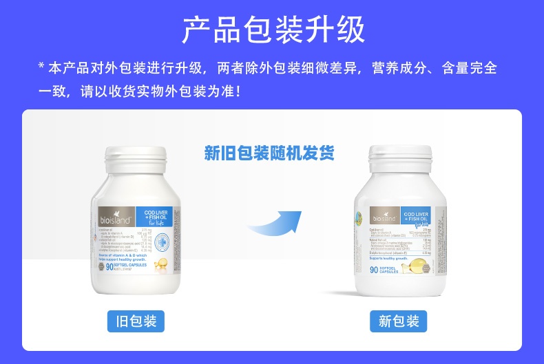 商品[国内直发] Bioisland|澳洲bio island婴幼儿童鳕鱼肝油+鱼油 宝宝DHA鱼油眼脑成长90粒,价格¥126,第1张图片详细描述