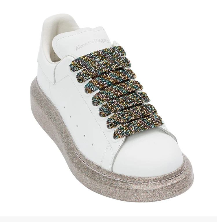 商品Alexander McQueen|Alexander McQueen 亚历山大·麦昆 女士多色鞋带亮片鞋底圆头运动鞋 553770-WHWKV-9035,价格¥3709,第5张图片详细描述