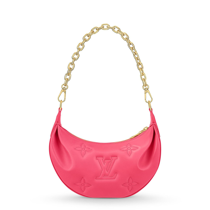 商品Louis Vuitton|【预�售十天】Louis Vuitton/路易威登 22春夏新款Over The Moon系列 女士火龙果色老花压纹牛皮革金扣金链单肩斜挎手提月亮包M59915,价格¥21030,第5张图片详细描述