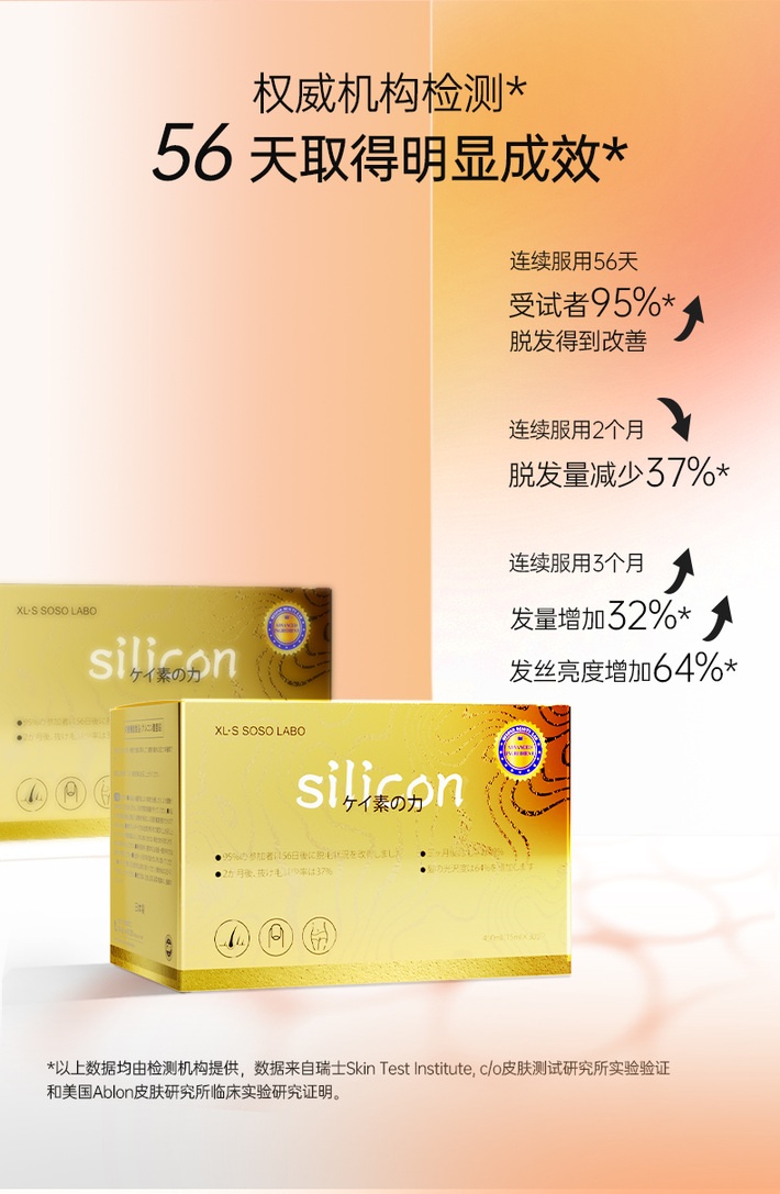 商品[国内直发] XLSSOSOLABO|【3盒装】日本水溶性硅元素养护生发增发饮15ml*30条/盒,价格¥1031,第5张图片详细描述