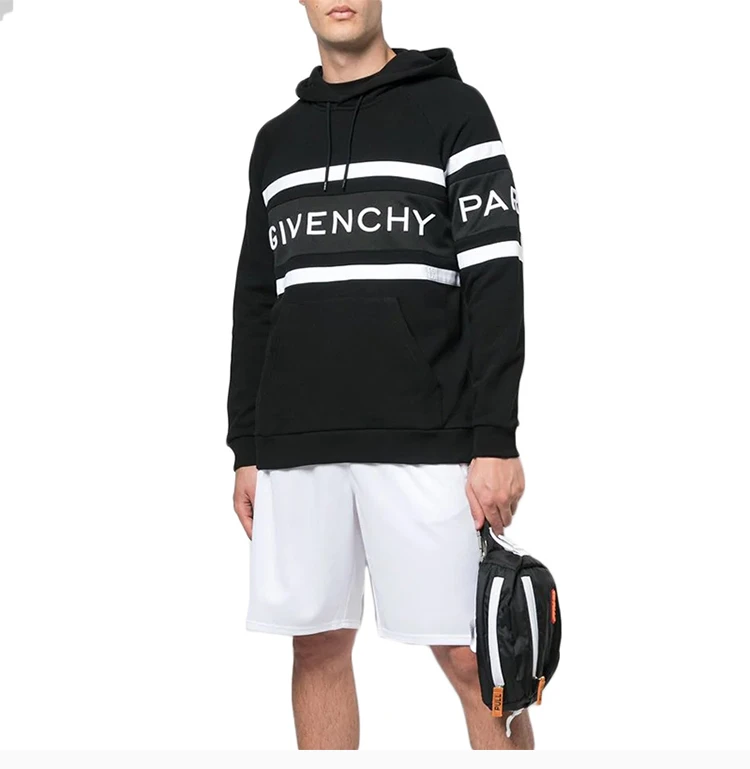 商品[国内直发] Givenchy|Givenchy 纪梵希 男士黑色logo印花连帽卫衣 BMJ02L3Y3P-004,价格¥6364,第8张图片详细描述