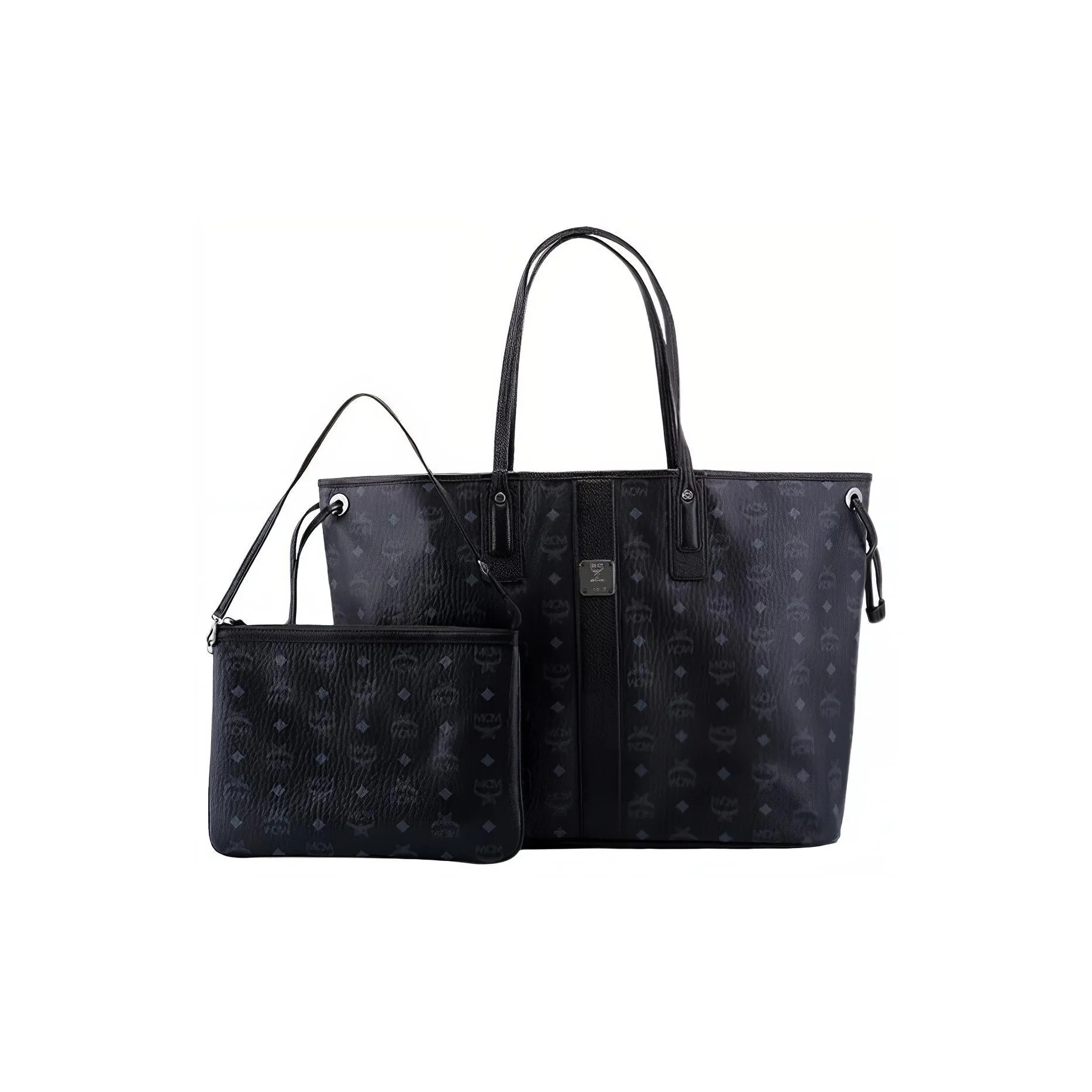 商品[国内直发] MCM|MCM Liz Visetos 老花满印 帆布 子母包托特包Tote包购物袋单肩包手提包 女款 干邑色/黑色,价格¥2950,第13张图片详细描述