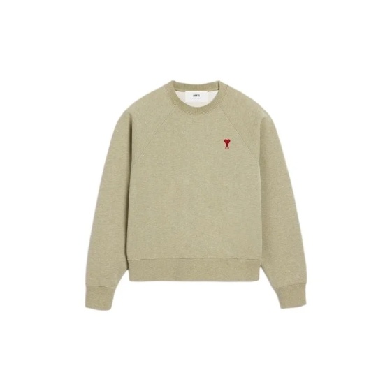 商品[国内直发] AMI|AMIPARIS SS24 圆领套头爱心刺绣图案纯棉长袖卫衣 男女同款 绿色,价格¥2133,第2张图片详细描述
