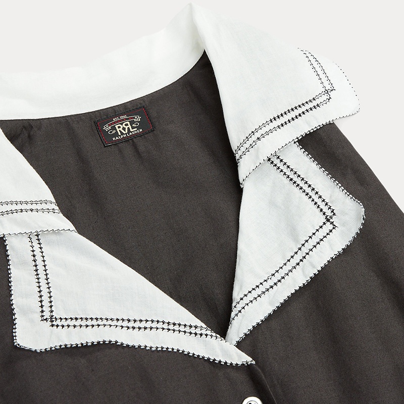 商品Ralph Lauren|拉夫劳伦 女士黑色/白色纯棉长款无袖连衣裙,价格¥3922,第2张图片详细描述