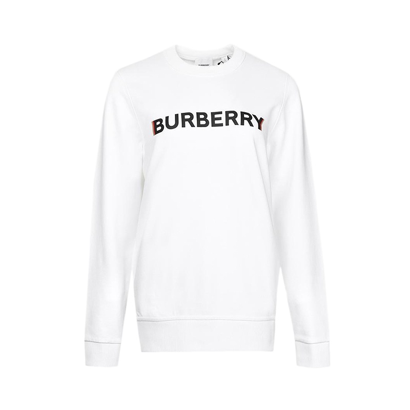 商品Burberry|【现货】博柏利 女士白色棉质胸口Logo印花卫衣80526601,价格¥1673,第2张图片详细描述