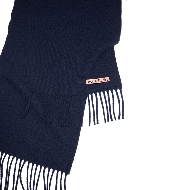 商品Acne Studios|ACNE STUDIOS 男女同款经典海军蓝色流苏羊毛围巾,价格¥1258,第2张图片详细描述