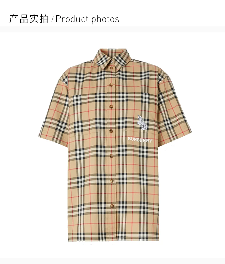 商品Burberry|Burberry 女士格纹短袖衬衫  8032393,价格¥2312,第4张图片详细描述