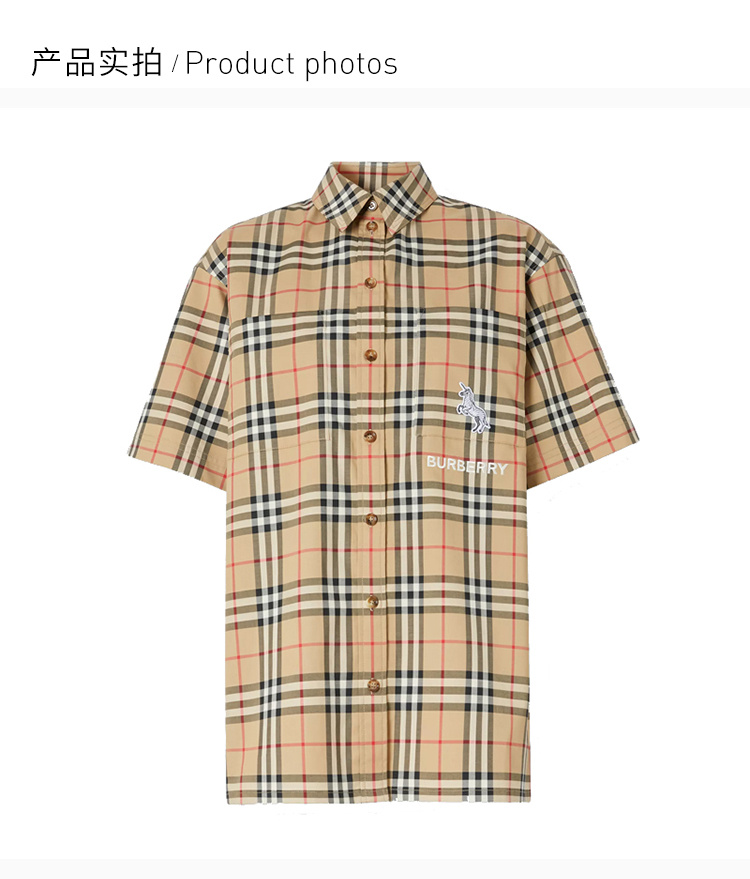 商品Burberry|Burberry 女士格纹短袖衬衫 8032393,价格¥2303,第6张图片详细描述