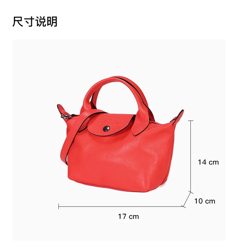 商品Longchamp|LONGCHAMP 女士粉红色绵羊皮mini手提斜挎包 1500757P56,价格¥1803,第3张图片详细描述