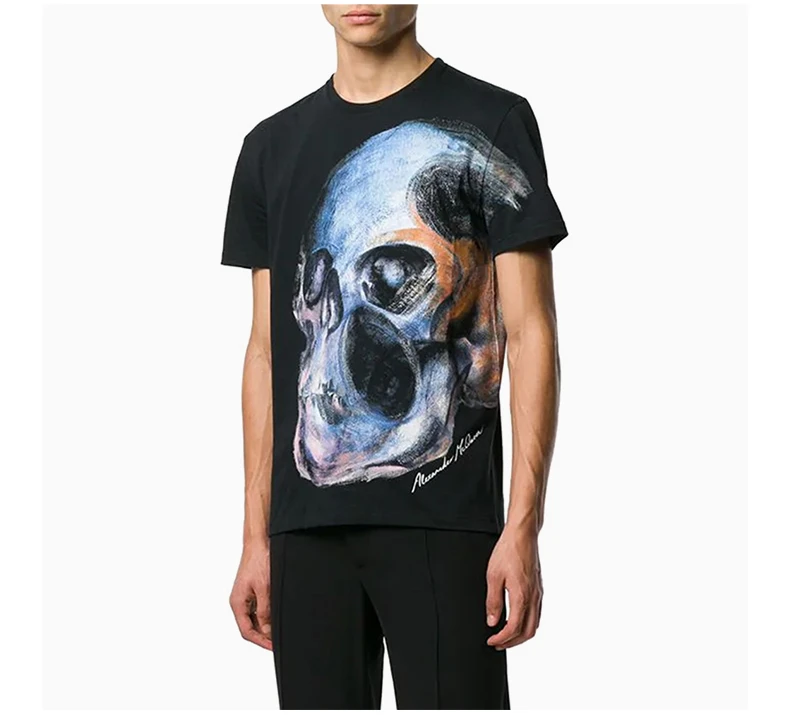 商品Alexander McQueen|Alexander McQueen 亚历山大·麦昆 男士黑色有机棉 T恤 550475-QMZ61-0901,价格¥2131,第7张图片详细描述
