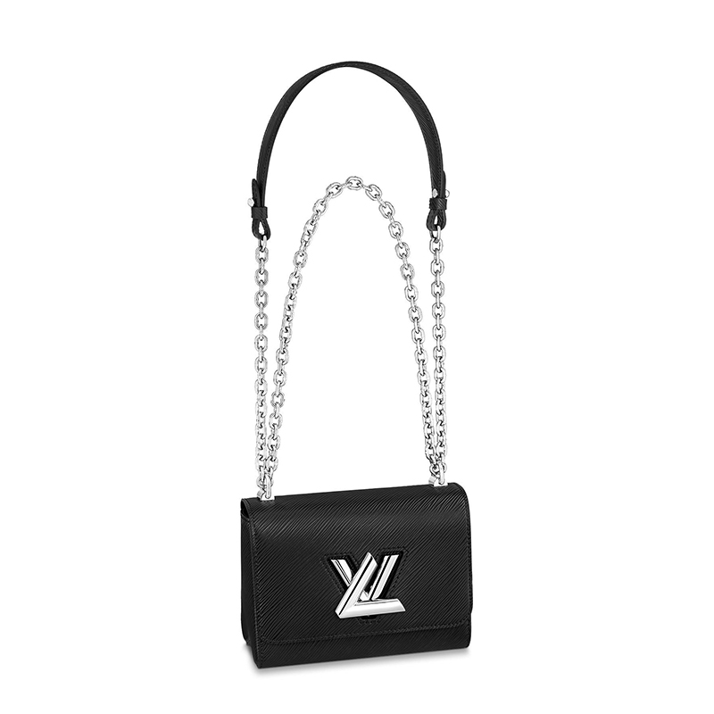 商品Louis Vuitton|预售10天 Louis Vuitton/路易威登 经典款TWIST系列 女士小号黑色水波纹牛皮革旋转徽标银扣翻盖开合单肩斜挎链条包 M80836,价格¥28309,第2张图片详细描述