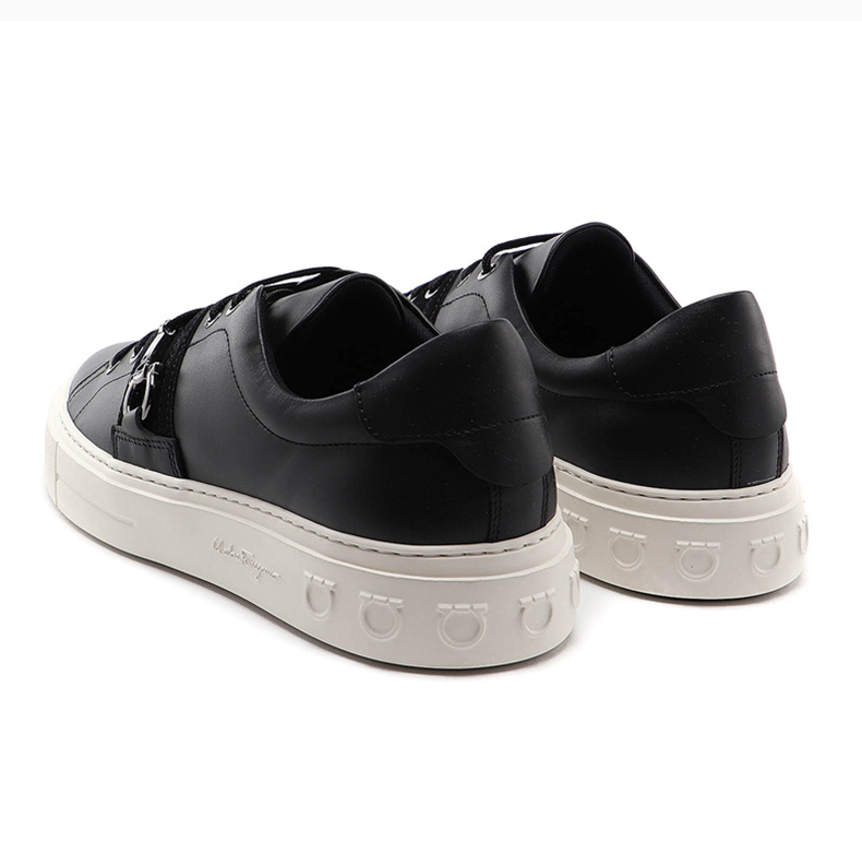 商品[国内直发] Salvatore Ferragamo|Salvatore Ferragamo 菲拉格慕 男士黑色白底休闲板鞋 02-C091-727810,价格¥3145,第6张图片详细描述