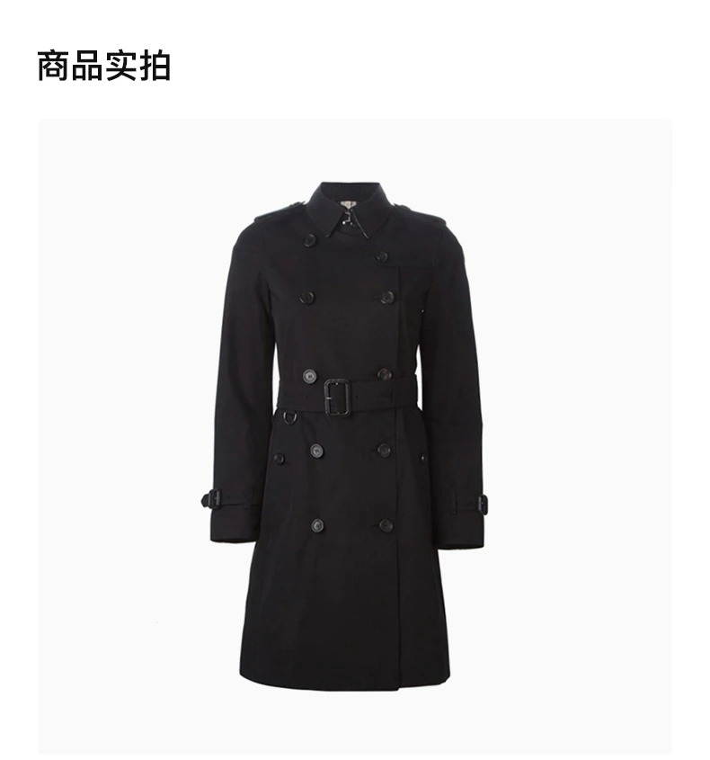 商品[国内直发] Burberry|Burberry 博柏利 女士黑色棉长款风衣 3900456,价格¥8940,第4张图片详细描述