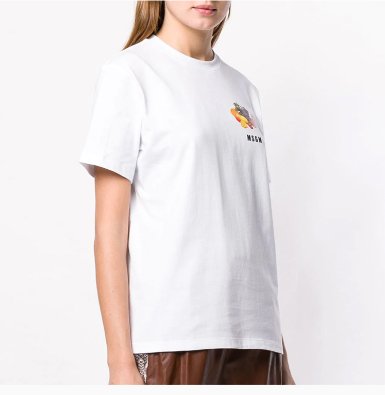 商品MSGM|MSGM  女士棉质字母印花圆领短袖T恤 2641MDM173-5298-01,价格¥625,第10张图片详细描述