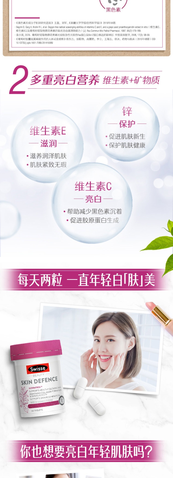 商品Swisse|斯维诗 高光片60粒 美白亮肤淡斑（新老版本随机发）,价格¥340,第3张图片详细描述