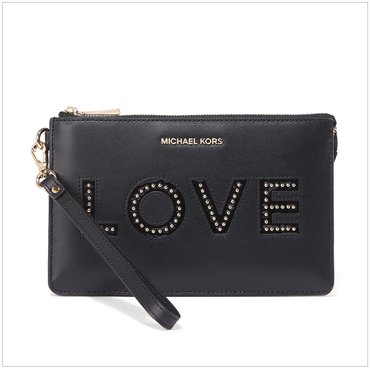 商品Michael Kors|Michael Kors 迈克高仕 黑色牛皮英文女士手拿包 32H7GFDW2O-BLACK,价格¥587,第6张图片详细描述