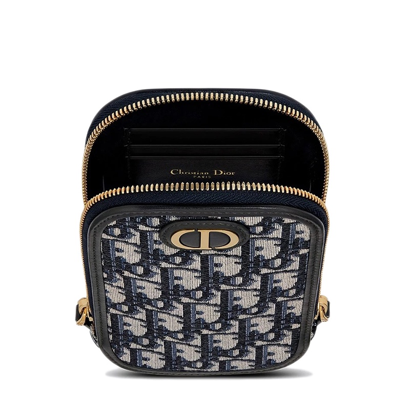 商品Dior|DIOR/迪奥 经典30 MONTAIGNE系列 蓝色帆布老花提花链条斜挎手提手机包,价格¥8941,第4张图片详细描述
