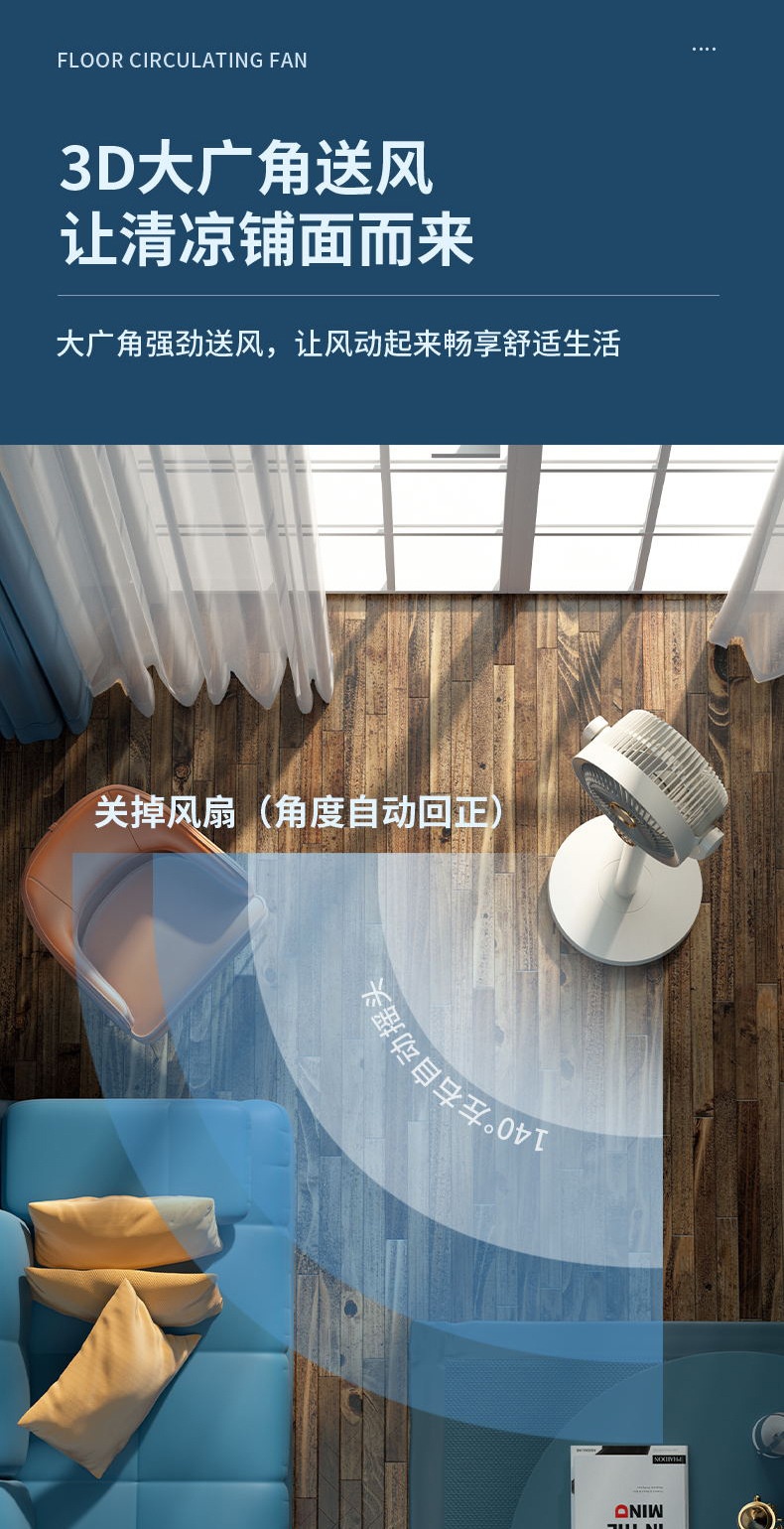 商品[国内直发] GLENVINTEN|电风扇家用自动摇头落地扇空气循环大风力遥控风扇桌面电风扇台式,价格¥194,第12张图片详细描述