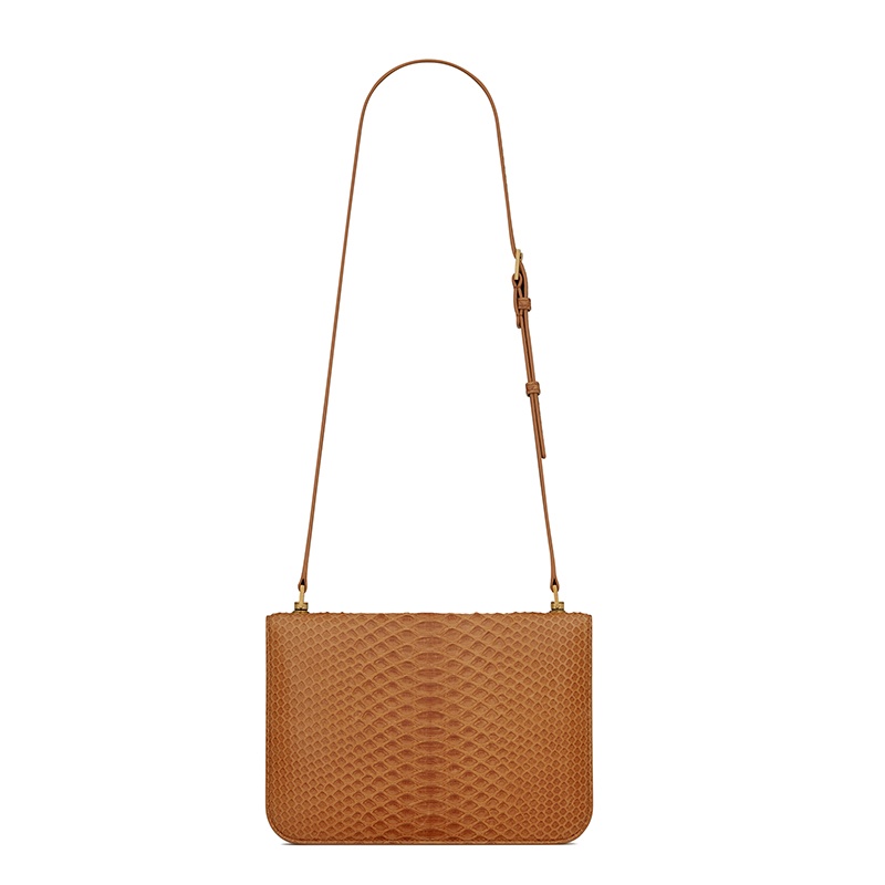 商品Yves Saint Laurent|SAINT LAURENT PARIS/圣罗兰 YSL 秋冬新款 CARRÉ系列 女士榛子色蟒蛇皮金色搭扣翻盖方形手提斜挎单肩包633214L3QHW2748,价格¥24183,第3张图片详细描述