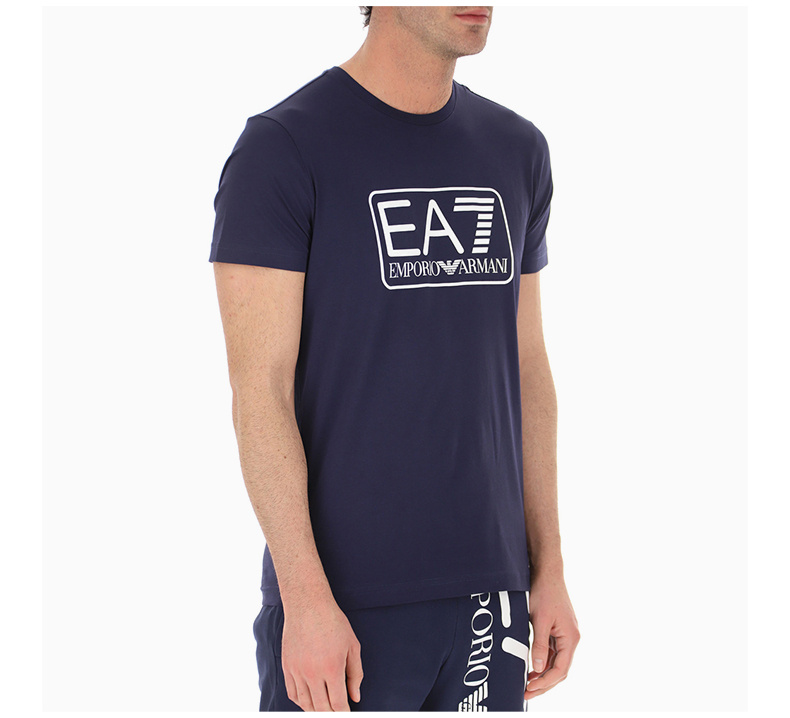 商品Emporio Armani|EMPORIO ARMANI 男士海军蓝色棉质短袖T恤 8NPT10-TJNQZ-1554,价格¥425,第7张图片详细描述