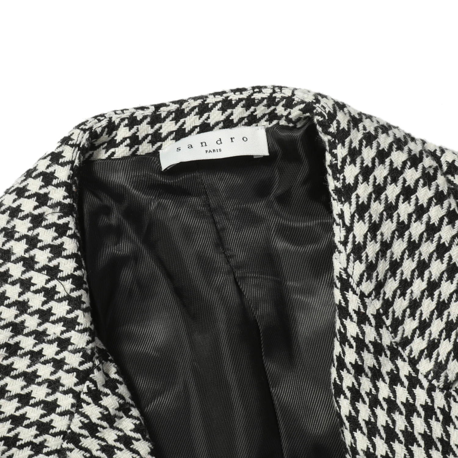 商品Sandro|SANDRO 女士格纹棉质西服外套 AG10231054-BLACK,价格¥604,第11张图片详细描述