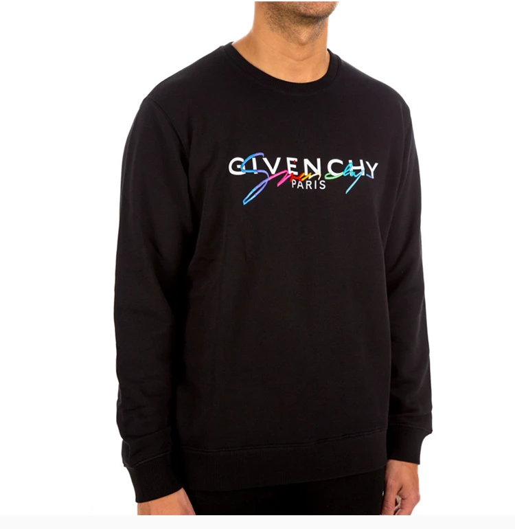 商品Givenchy|Givenchy 纪梵希 男士黑色彩虹刺绣徽标卫衣 BMJ03C30AF-001,价格¥4332,第6张图片详细描述