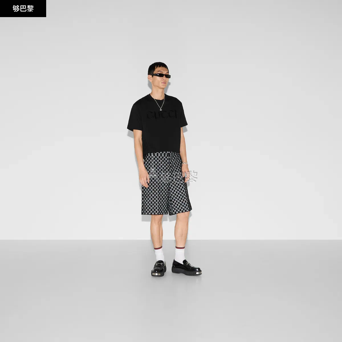 商品Gucci|【预售】 古驰 25春夏 男士 短袖T恤 刺绣针织棉T恤 796395 XJG5E 1043,价格¥5810,第4张图片详细描述