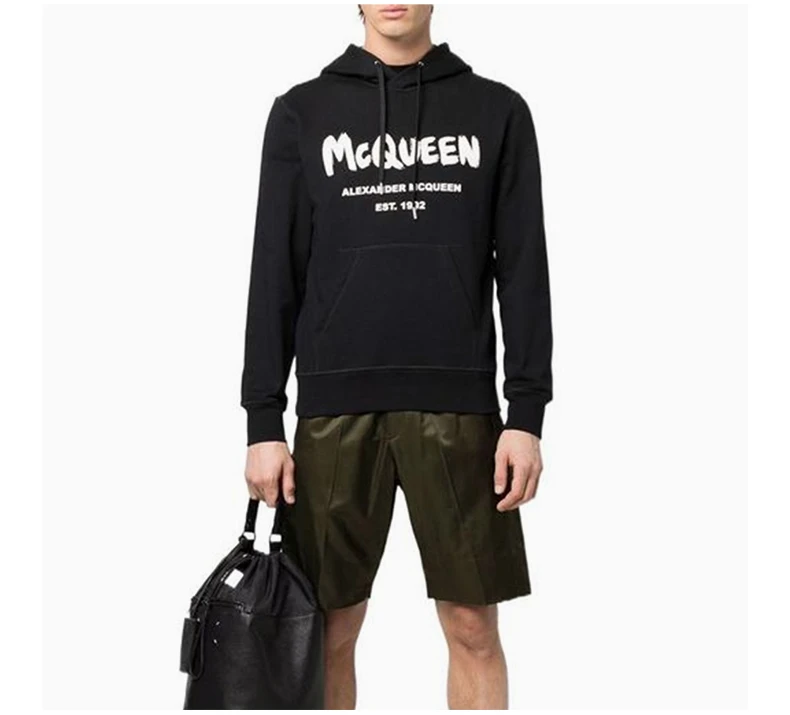 商品Alexander McQueen|ALEXANDER MCQUEEN 男士黑色棉质套头卫衣 688715QSZ81-0901,价格¥3278,第7张图片详细描述