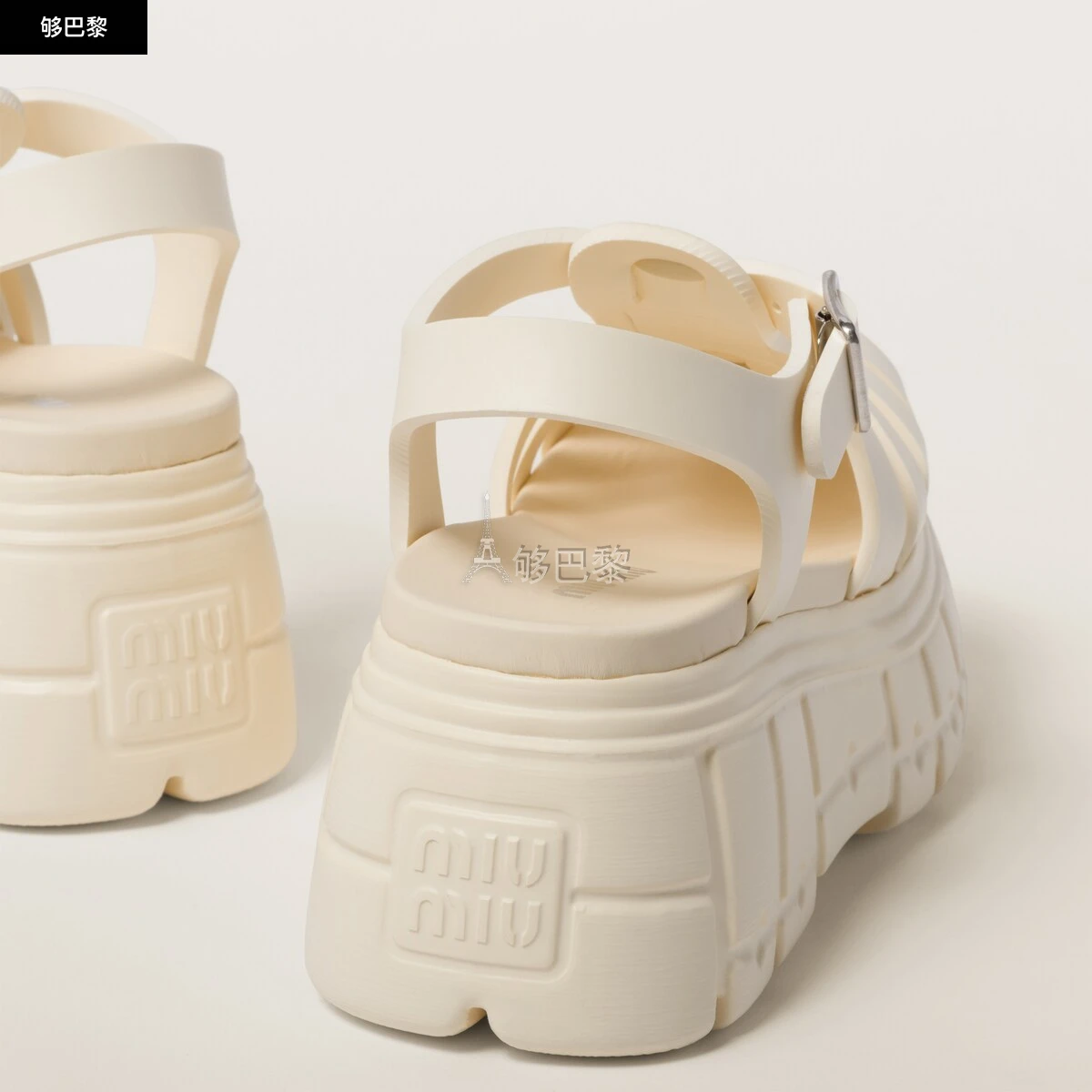 商品Miu Miu|【预售】 缪缪 25春夏 女士 厚底鞋 Sandales à plateforme en EVA 5X709D_3LKK_F0304_F_085 ,价格¥6511,第5张图片详细描述