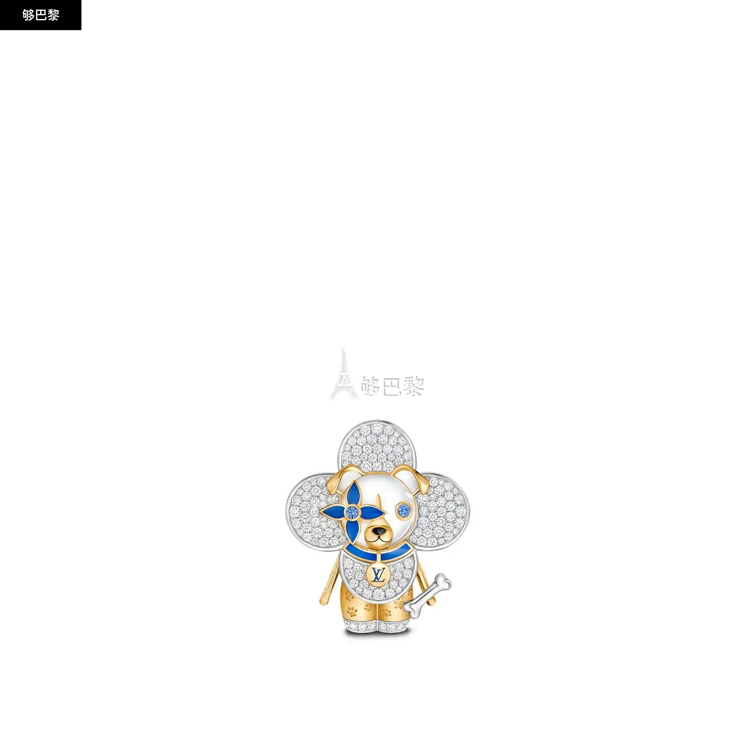 商品Louis Vuitton|【预售】 LV路易威登 24秋冬 女士 吊坠 VIVIENNE DOG 18K 金漆光钻石彩色宝石项链 Q93982,价格¥464101,第3张图片详细描述