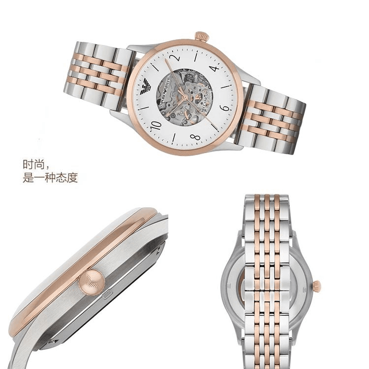 商品Emporio Armani|阿玛尼ARMANI 时尚潮流商务休闲男士镂空自动机械手表腕表 AR1921,价格¥1918,第6张图片详细描述