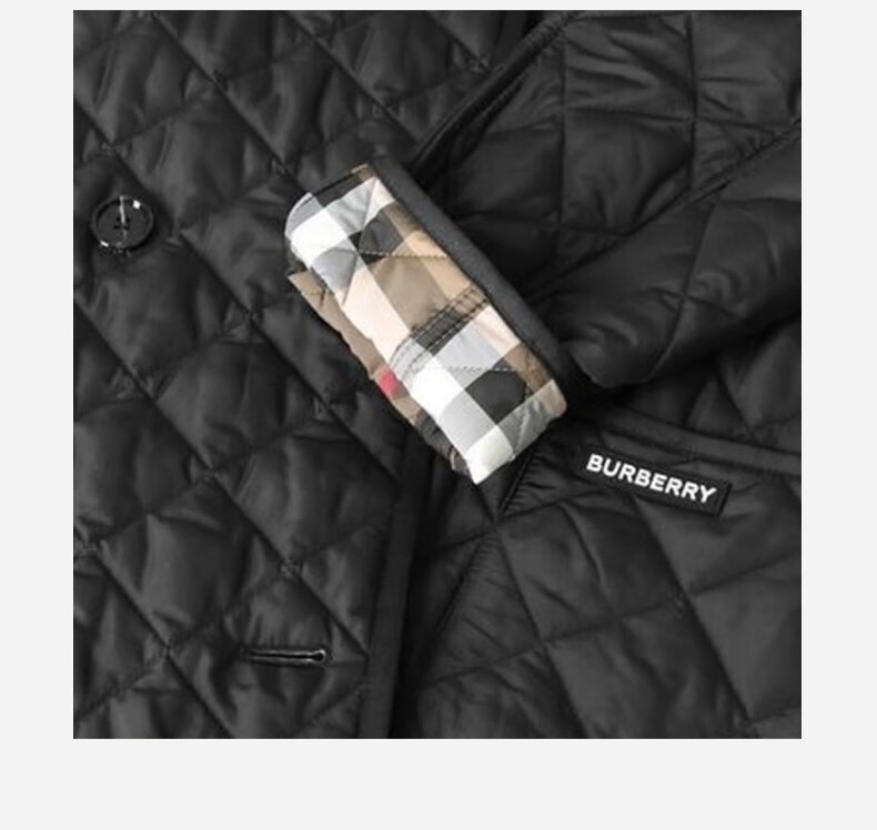 商品Burberry|BURBERRY博柏利 女士黑色聚酯字母印花翻领双排扣棉服,价格¥3158,第8张图片详细描述