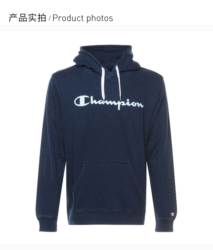 商品CHAMPION|Champion 男士深蓝色棉连帽卫衣上衣 213183-BV501,价格¥267,第6张图片详细描述