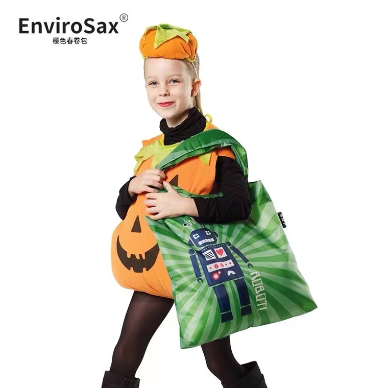 商品EnviroSax|【国内直发】EnviroSax童趣涂鸦春卷包 购物袋环保袋手提包可折叠专为大童和宝妈设计的环保袋 横向中号,价格¥104,第2张图片详细描述