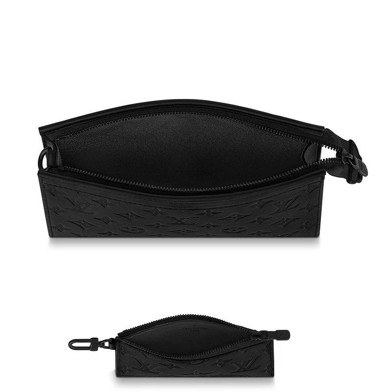 商品Louis Vuitton|预售10天 Louis Vuitton/路易威登 22春夏新款GASTON WEARABLE WALLET系列 男士黑色老��花压印皮革黑扣配可拆卸小袋单肩斜挎手拿包M81115,价格¥14365,第5张图片详细描述