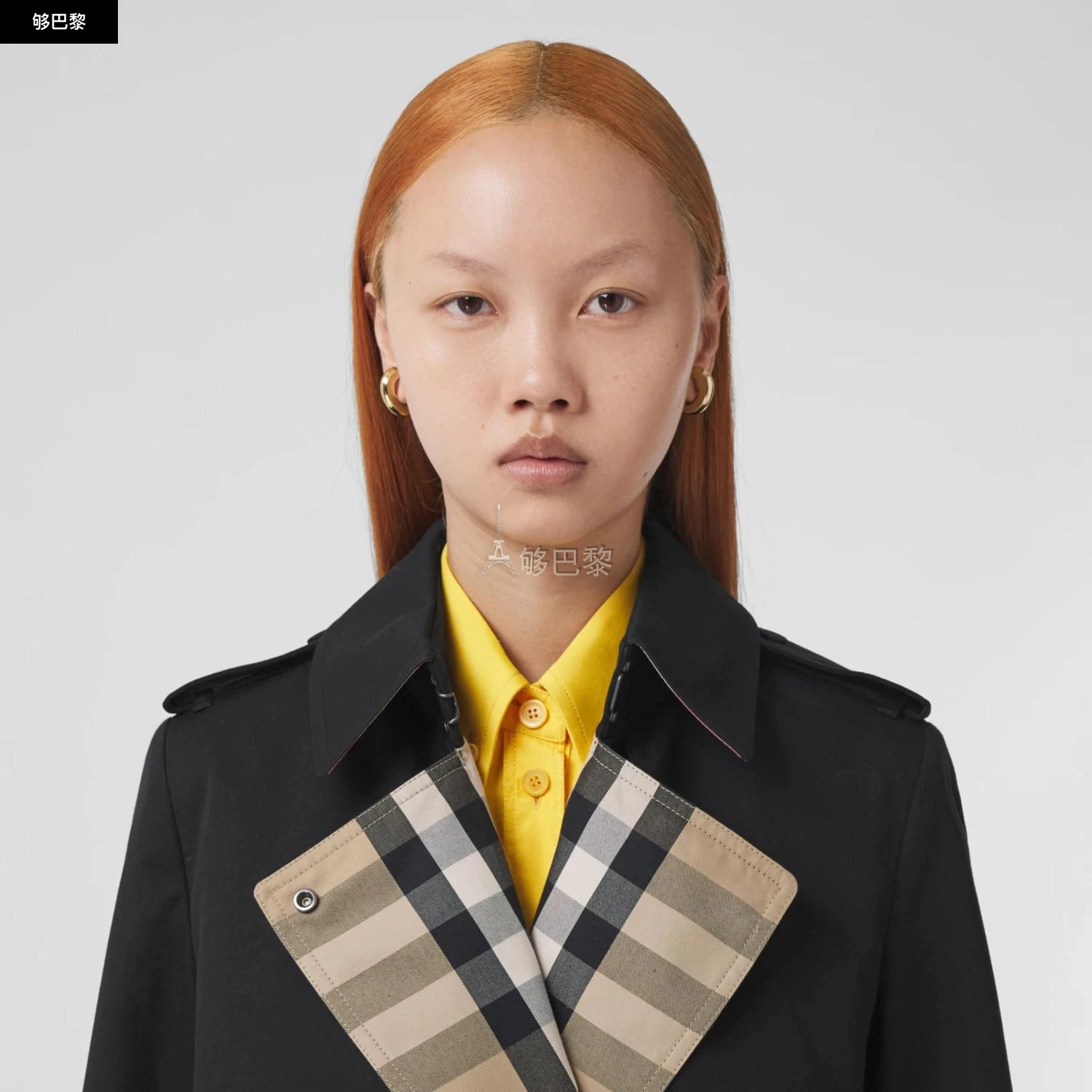 商品Burberry|【预售】 巴宝莉 24秋冬 女士 风衣 长款格纹翻领嘎巴甸 Trench 风衣 80446781,价格¥18667,第4张图片详细描述