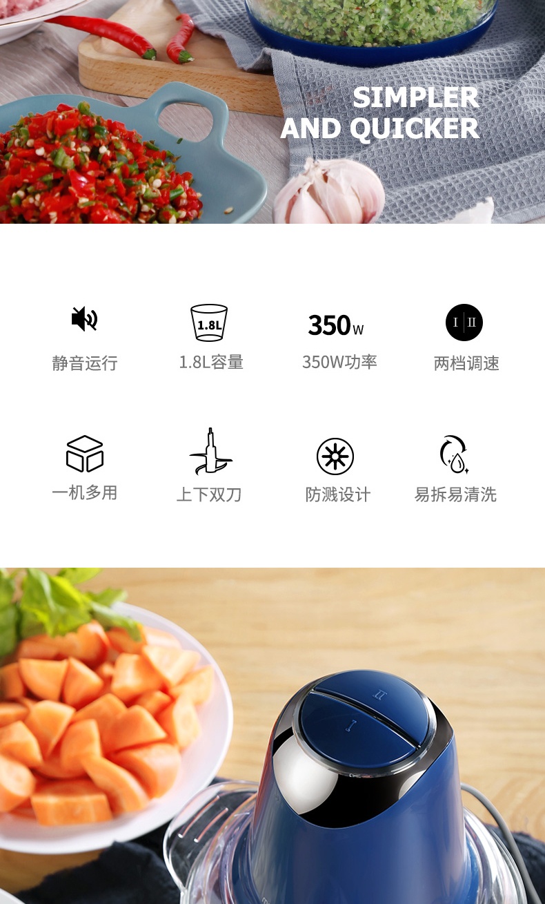 商品Morphy Richards|英国摩飞 食物处理器 MR9400 绞肉机肉馅碎菜搅拌蒜泥料理机,价格¥384,第5张图片详细描述