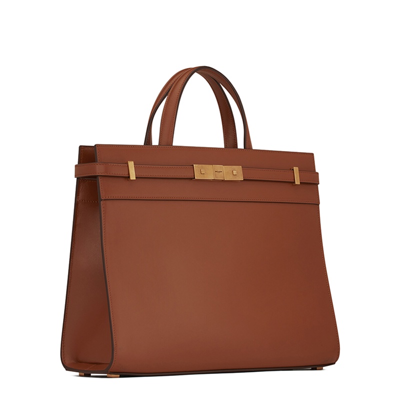 商品Yves Saint Laurent|SAINT LAURENT PARIS/圣罗兰 21新款 MANHATTAN系列 女士小号砖红色小牛皮磁性夹扣购物手提斜挎单肩曼哈顿包,价格¥18289,第4张图片详细描述