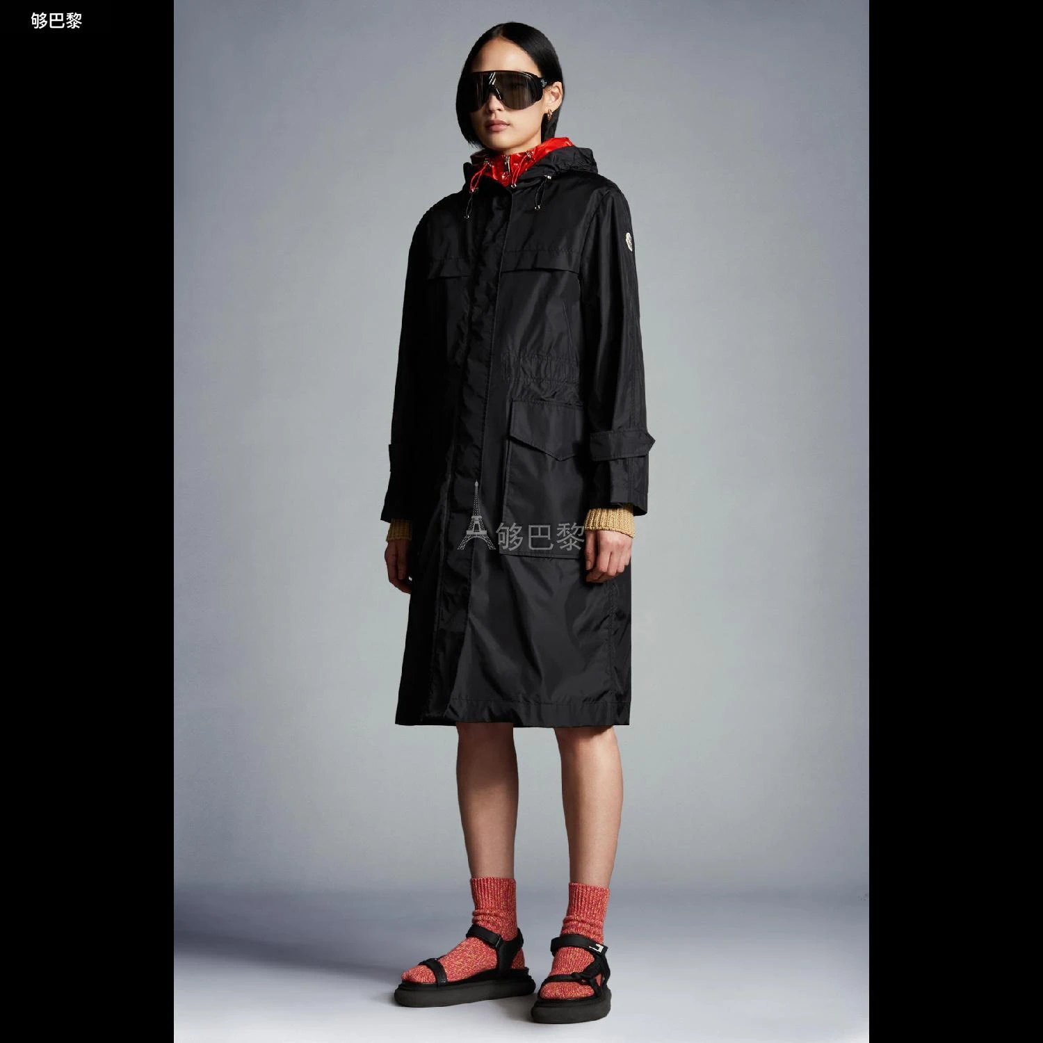 商品Moncler|包邮包税【预售7天发货】 MONCLER盟可睐 24春夏 女士 大衣 HIENGU RAIN COAT J10931C00018539YH999,价格¥8323,第6张图片详细描述