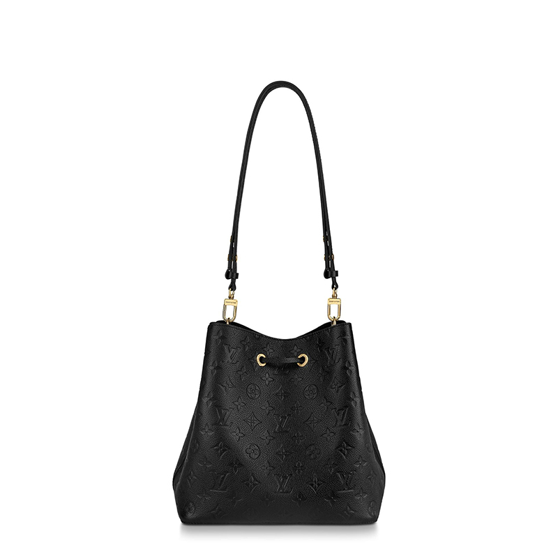 商品Louis Vuitton|预售十天 Louis Vuitton/路易威登 22春夏新款NEONOÉ系列 女士中号黑色老花压纹牛皮革红色细节金扣配可拆卸肩带单肩斜挎手提抽绳水桶包M45256,价格¥19081,第4张图片详细描述