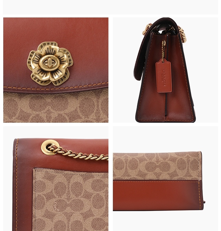 商品[国内直发] Coach|COACH 奥莱款 Parker小号女士PVC配皮单肩斜挎小方包 30585B4RU,价格¥2578,第3张图片详细描述