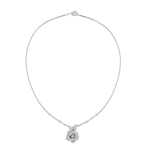 商品Dior|预订款 DIOR/迪奥 经典ROSE BAGATELLE MM系列 18K金白金镶嵌钻石玫瑰花吊坠项链JBAG94026_0000,价格¥196669,第3张图片详细描述