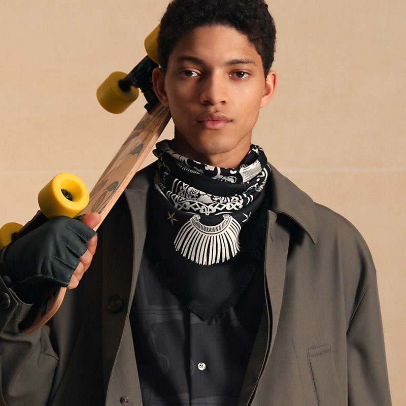 商品Hermes|Hermes/爱马仕 男士黑色真丝丝巾,价格¥3804,第3张图片详细描述