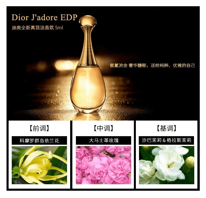 商品Dior|Dior/迪奥香水Q版真我金色女郎淡香EDT5ml 无盒 无喷头,价格¥84,第1张图片详细描述