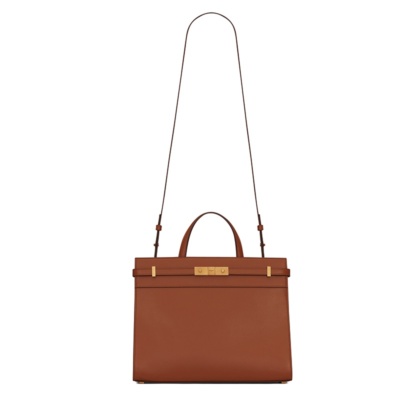 商品Yves Saint Laurent|SAINT LAURENT PARIS/圣罗兰 21新款 MANHATTAN系列 女士小号砖红色小牛皮磁性夹扣购物手提斜挎单肩曼哈顿包,价格¥18289,第3张图片详细描述