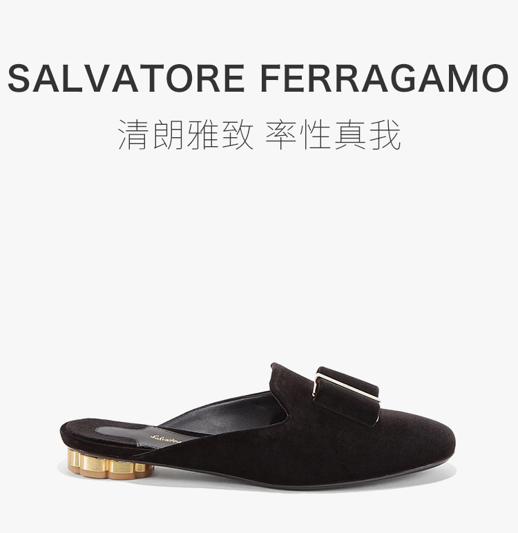 商品Salvatore Ferragamo|Salvatore Ferragamo 菲拉格慕 女士黑色拖鞋 01-M949-680205,价格¥2845,第3张图片详细描述