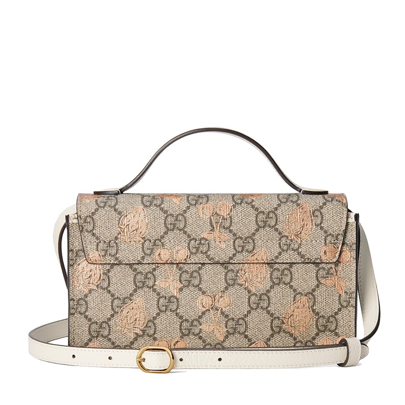 商品Gucci|【包税】GUCCI/古驰 21秋冬新款Padlock系列 女士迷你水果图案印花老花帆布白色皮革金扣斜挎单肩包652683UM6AG8295,价格¥8550,第6张图片详细描述