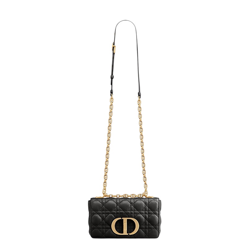 商品Dior|迪奥 CARO 女士小号黑色皮革金色CD扣装饰斜跨单肩包 M9241UWHC_M900,价格¥27270,第6张图片详细描述