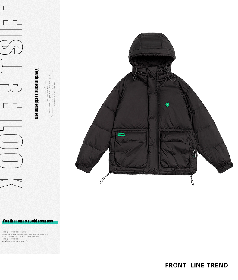 商品[国内直发] ROBINHOOD|罗宾汉爱心短款羽绒服-R128Y7004G-黑色,价格¥444,第1张图片详细描述