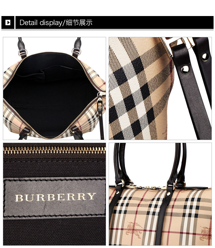 商品Burberry|Burberry 博柏利 女士米色pvc皮革手提包斜挎包 3882392,价格¥3472,第21张图片详细描述